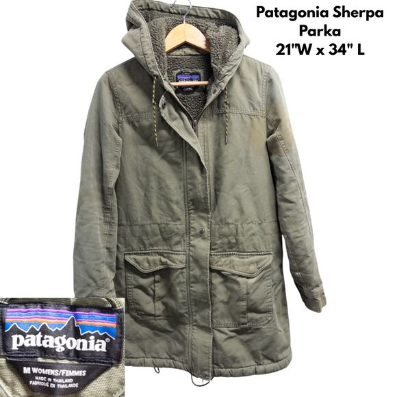 Patagonia Insulated Lined Prairie Dawn Parka Coat Jacket Women's Green Size M - Picture 1 of 13